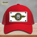 Route 66 Shield Emblem Novelty License Plate Hat Mesh / Red