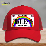 Turtles Hawaii Novelty License Plate Hat Mesh / Red