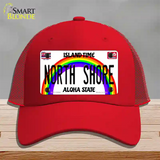 North Shore Hawaii Novelty License Plate Hat Mesh / Red