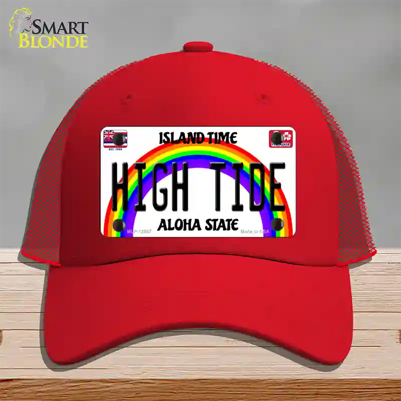 High Tide Hawaii Novelty License Plate Hat Mesh / Red