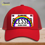 Blessed Hawaii Novelty License Plate Hat Mesh / Red