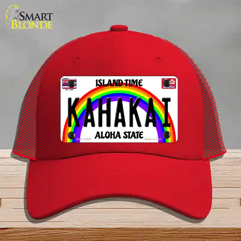 Kahakai Hawaii Novelty License Plate Hat Mesh / Red