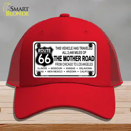 Route 66 The Mother Road Novelty License Plate Hat Mesh / Red