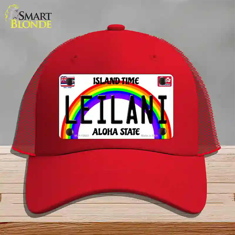 Leilani Hawaii Novelty License Plate Hat Mesh / Red