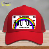 Hau Oli Hawaii Novelty License Plate Hat Mesh / Red