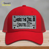 Where The Hell Is Route 66 Novelty License Plate Hat Mesh / Red