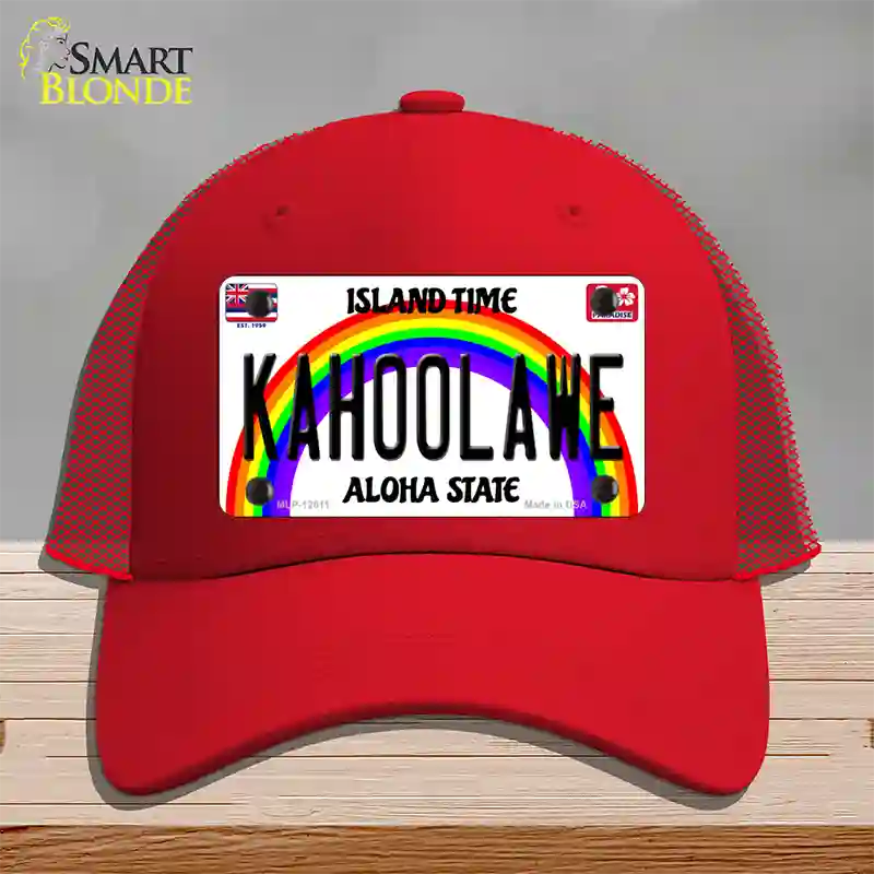 Kahoolawe Hawaii Novelty License Plate Hat Mesh / Red