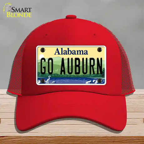 Go Auburn Novelty License Plate Hat Mesh / Red