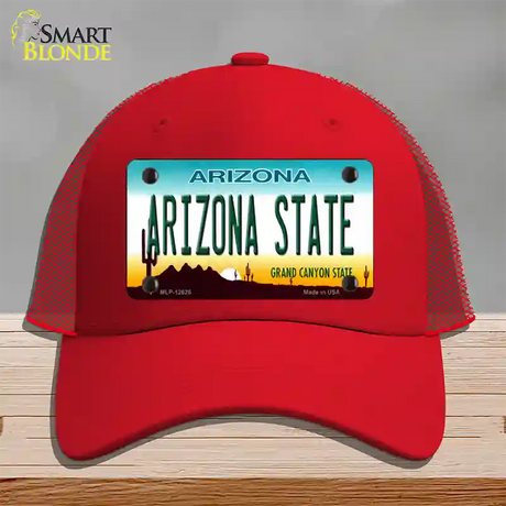 Arizona State Novelty License Plate Hat Mesh / Red