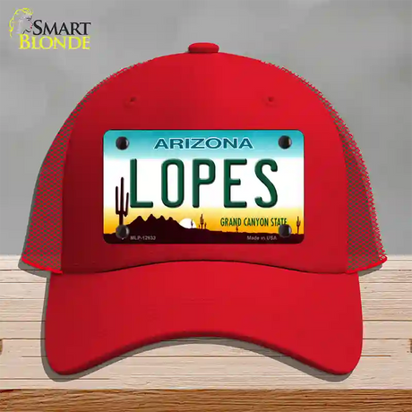 Lopes Novelty License Plate Hat Mesh / Red