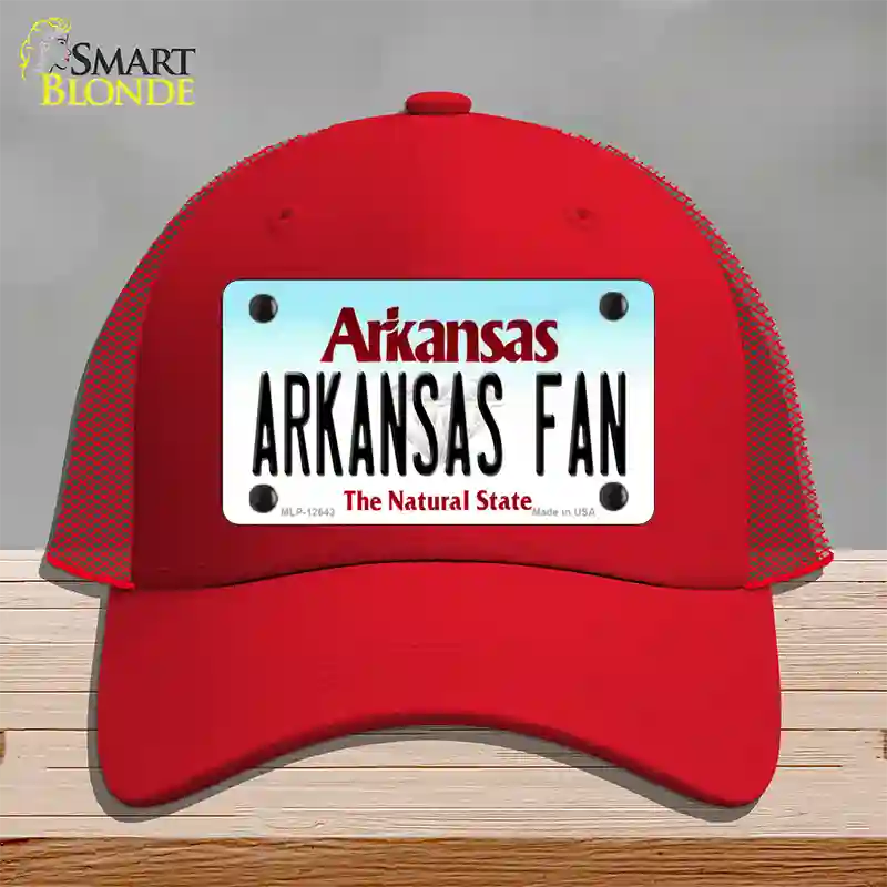 Arkansas Fan Novelty License Plate Hat Mesh / Red