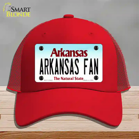 Arkansas Fan Novelty License Plate Hat Mesh / Red