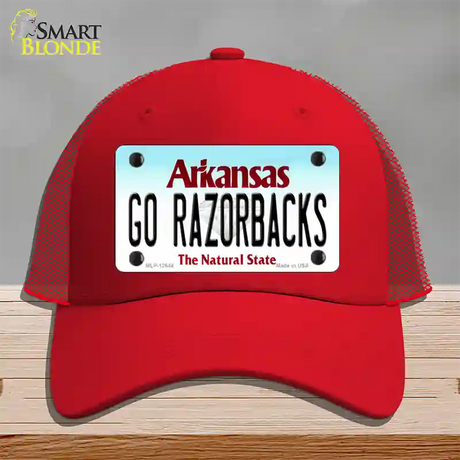 Go Razorbacks Novelty License Plate Hat Mesh / Red