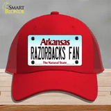 Razorbacks Fan Novelty License Plate Hat Mesh / Red