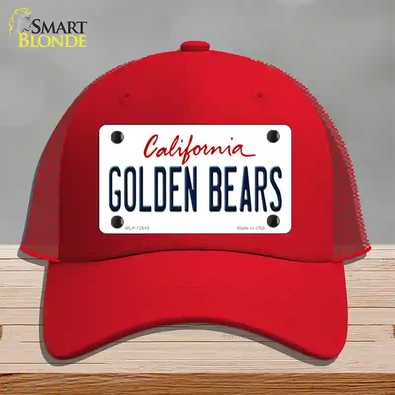 Golden Bears Novelty License Plate Hat Mesh / Red