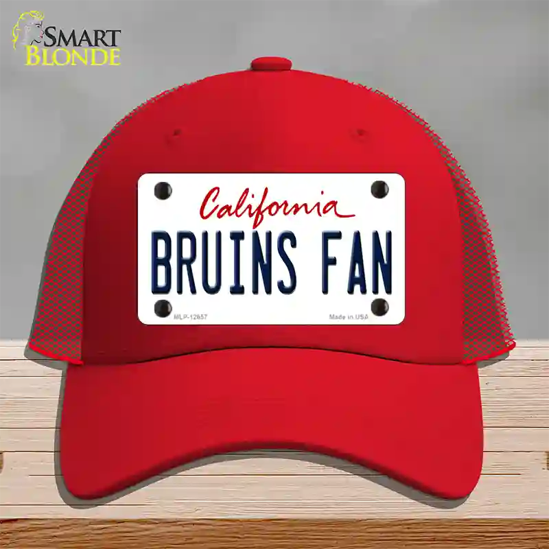 Bruins Fan Novelty License Plate Hat Mesh / Red