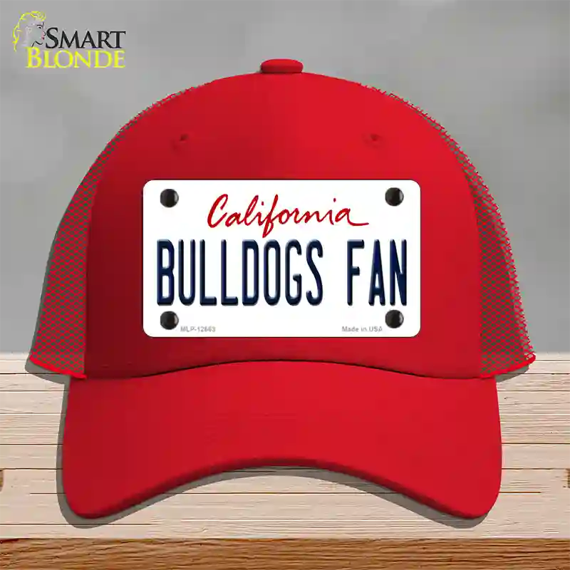 Bulldogs Fan Novelty License Plate Hat Mesh / Red