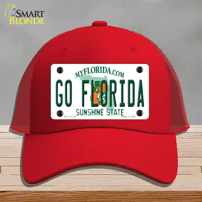 Go Florida Novelty License Plate Hat Mesh / Red