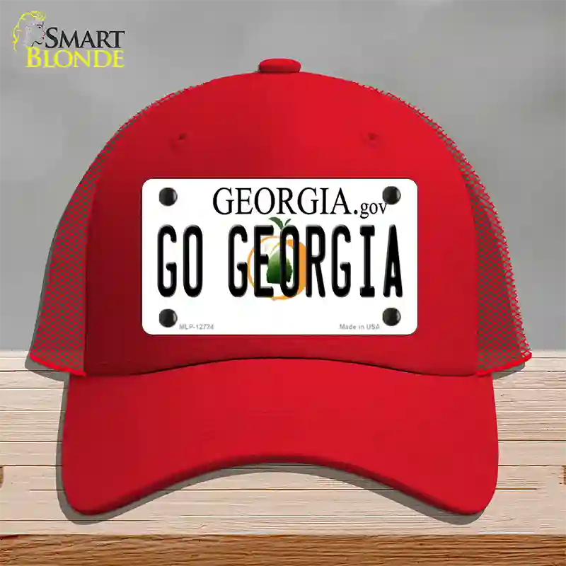 Go Georgia Novelty License Plate Hat Mesh / Red