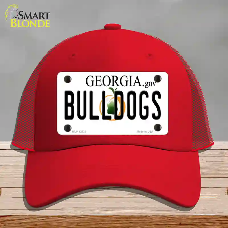 Bulldogs Georgia Peach Novelty License Plate Hat Mesh / Red