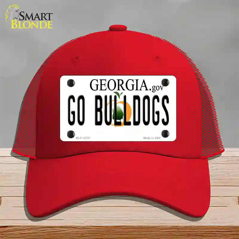 Go Bulldogs Georgia Novelty License Plate Hat Mesh / Red