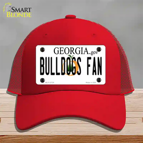 Bulldogs Fan Georgia Novelty License Plate Hat Mesh / Red