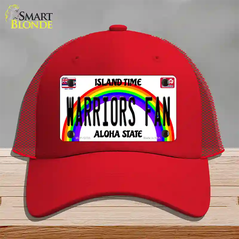 Warriors Fan Novelty License Plate Hat Mesh / Red