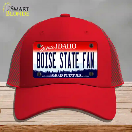 Boise State Fan Novelty License Plate Hat Mesh / Red