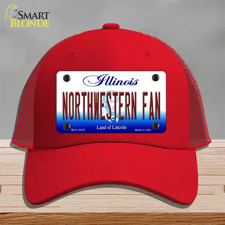 Northwestern Fan Novelty License Plate Hat Mesh / Red