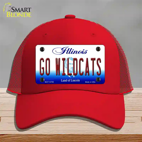 Go Wildcats Illinois Novelty License Plate Hat Mesh / Red