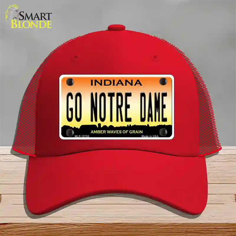 Go Notre Dame Novelty License Plate Hat Tag Mesh / Red