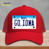 Go Iowa Novelty License Plate Hat Tag Mesh / Red