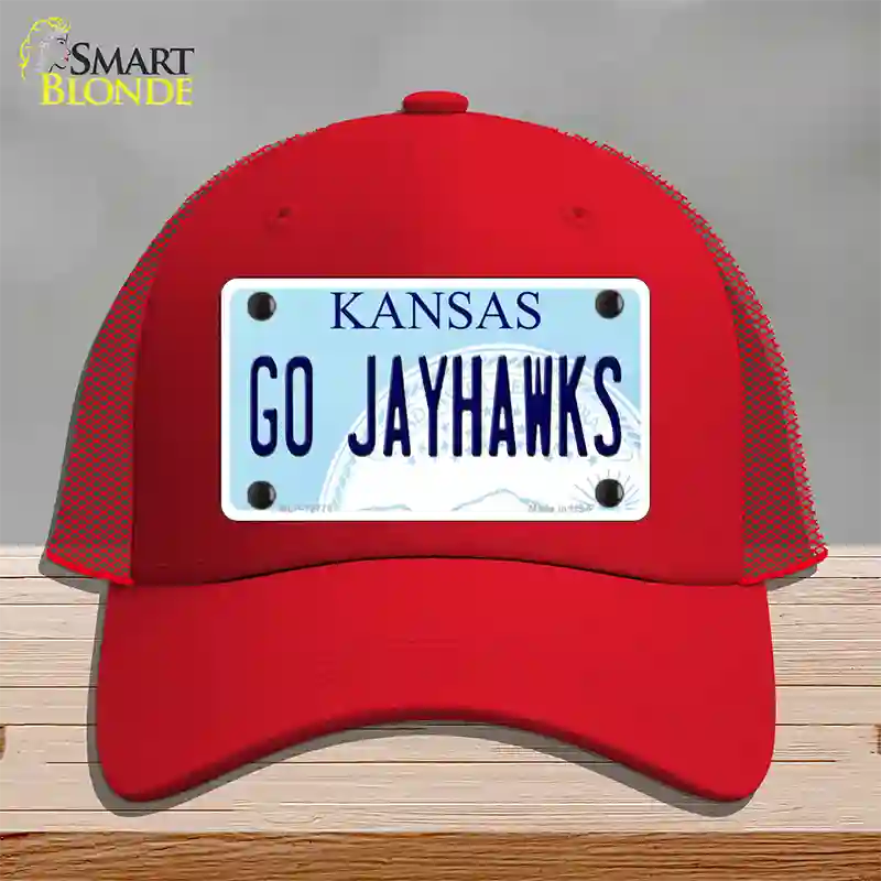 Go Jayhawks Novelty License Plate Hat Tag Mesh / Red