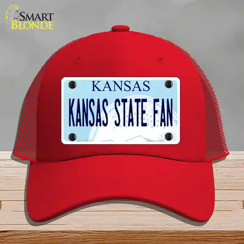 Kansas State Fan Novelty License Plate Hat Tag Mesh / Red