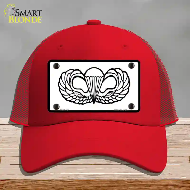 Parachute Badge Novelty License Plate Hat Mesh / Red