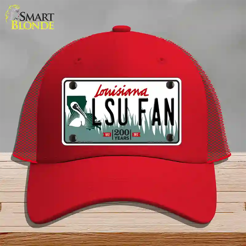 LSU Fan Novelty License Plate Hat Tag Mesh / Red