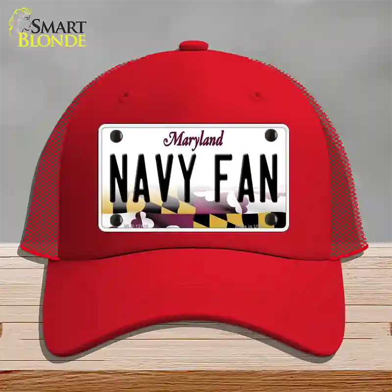 Navy Fan Novelty License Plate Hat Tag Mesh / Red