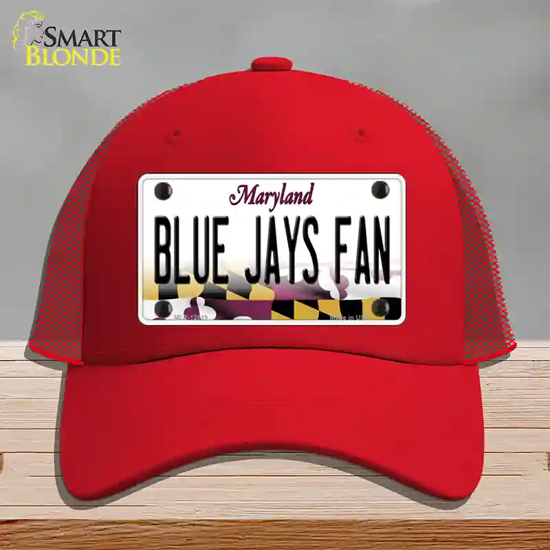 Blue Jays Fan Novelty License Plate Hat Mesh / Red