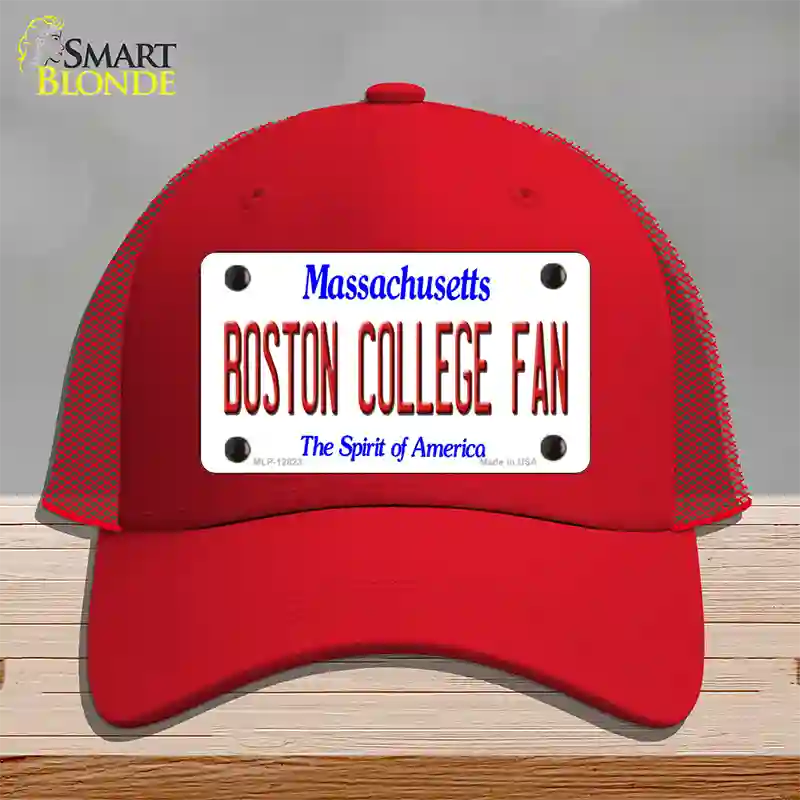 Boston College Fan Novelty License Plate Hat Mesh / Red