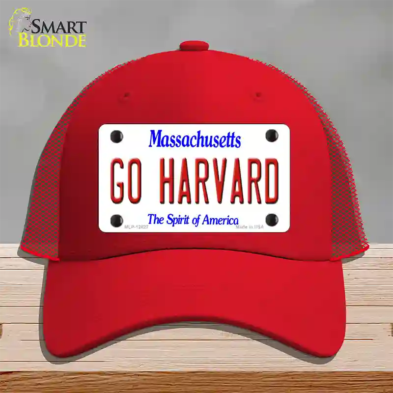 Go Harvard Novelty License Plate Hat Mesh / Red