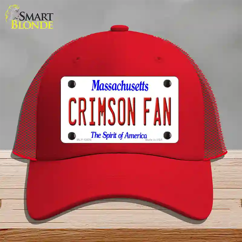 Crimson Fan Novelty License Plate Hat Mesh / Red