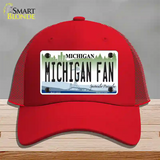 Michigan Fan Novelty License Plate Hat Mesh / Red