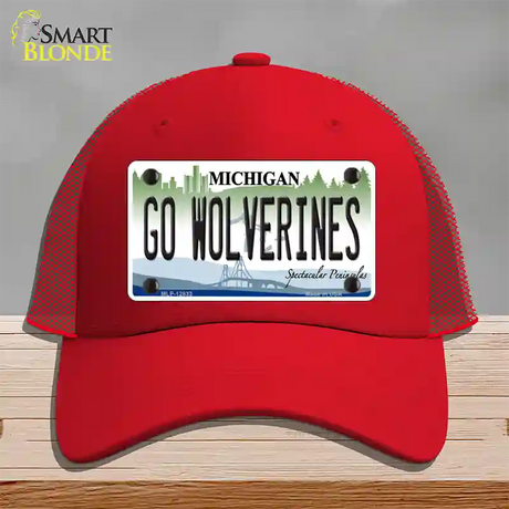 Go Wolverines Novelty License Plate Hat Mesh / Red