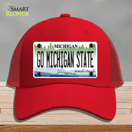 Go Michigan State Novelty License Plate Hat Mesh / Red