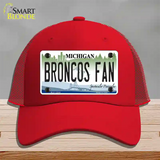 Broncos Fan Michigan Novelty License Plate Hat Mesh / Red