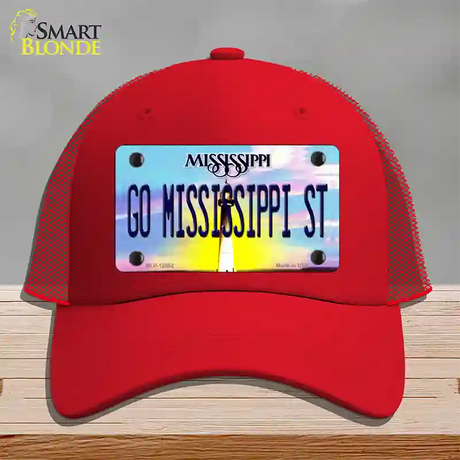 Go Mississippi State Novelty License Plate Hat Mesh / Red