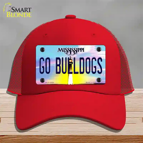 Go Bulldogs Mississippi Novelty License Plate Hat Mesh / Red