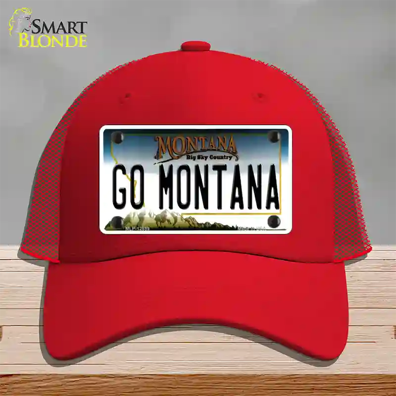 Go Montana Novelty License Plate Hat Mesh / Red