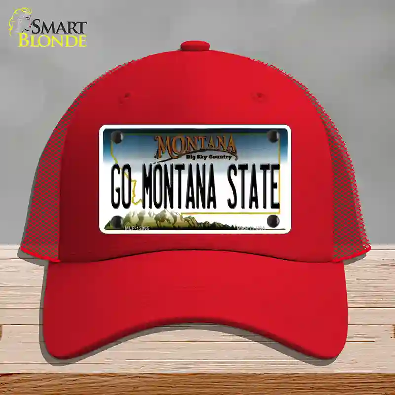 Go Montana State Novelty License Plate Hat Mesh / Red