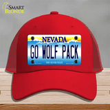 Go Wolf Pack Novelty License Plate Hat Mesh / Red